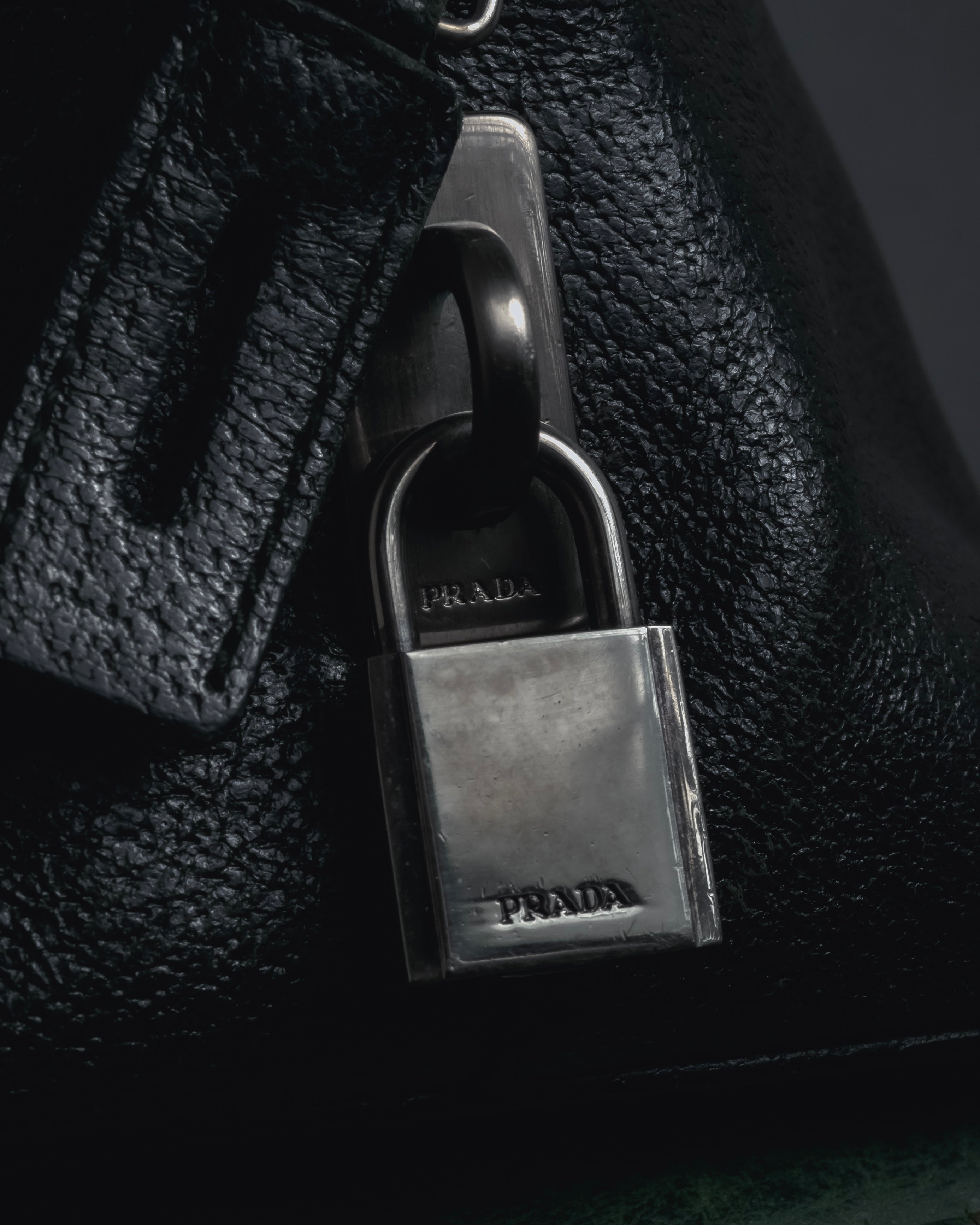 PRADA - Vitello Daino Leather Doctor Bag - Black - 90s 00s Vintage