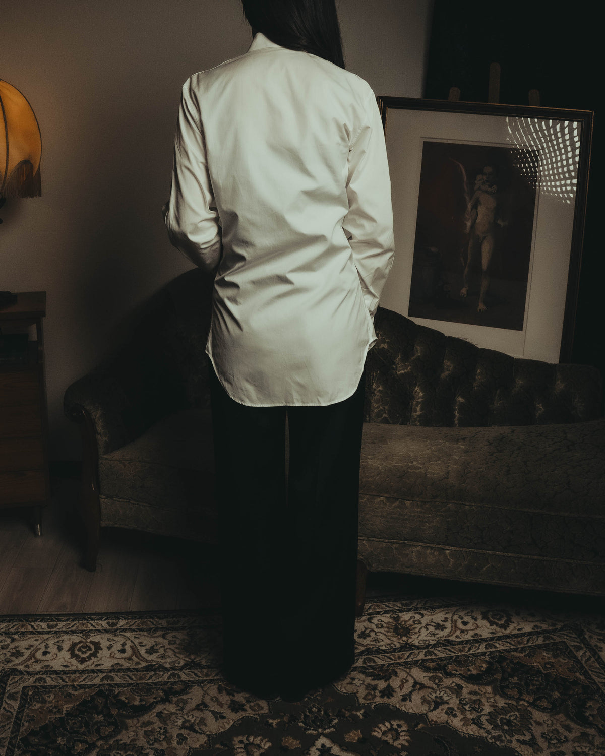 -SPECIAL- "Dior" 10's-20's Sculptural cord embellished concealed placket long sleeve dress shirt