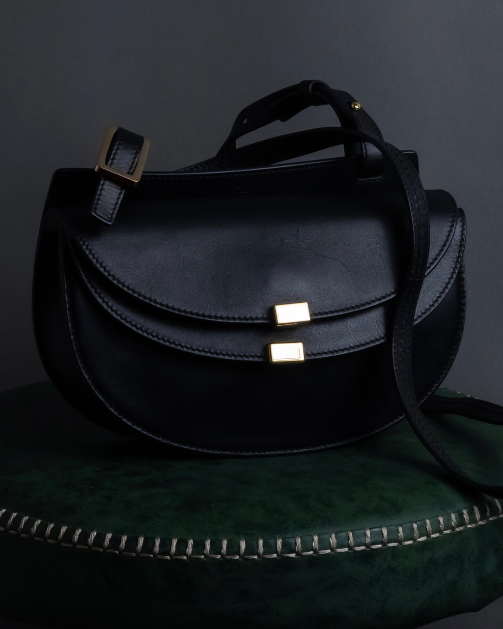 "Chloe" Georgia double flap design leather bag