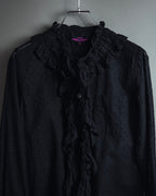 "tricot COMME des GARCONS"  80's Tiered ruffle design, dotted sheer blouse