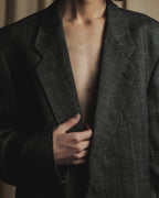 Chaqueta entallada de tweed de espina de pescado estructurado de los años 70-80 de Yves Saint Laurent