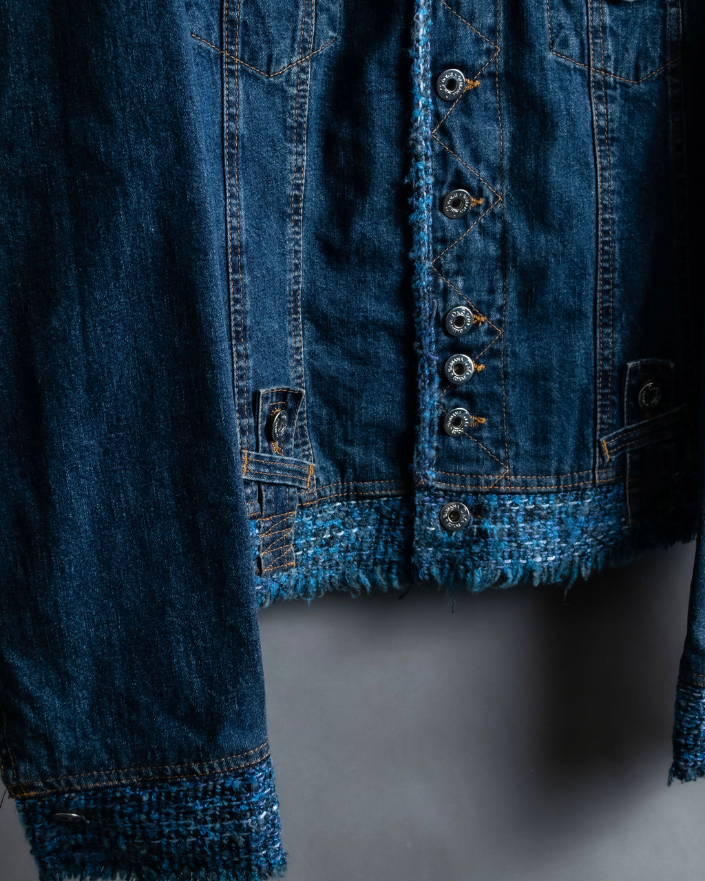 “D&amp;G” Tweed attached bijou button denim jacket