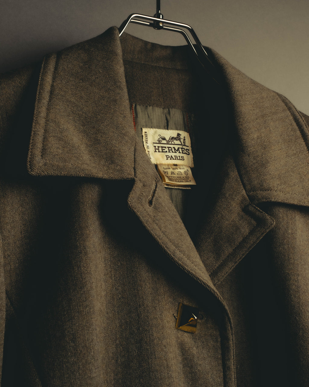 –SPECIAL– "Hermès" 70's-80's Equestrian wool tailored jacket