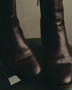 "Hermès" Minimal dark brown leather ankle boots