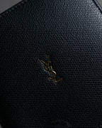 "YVES SAINT LAURENT" Cassandra logo engraved leather bi-fold wallet