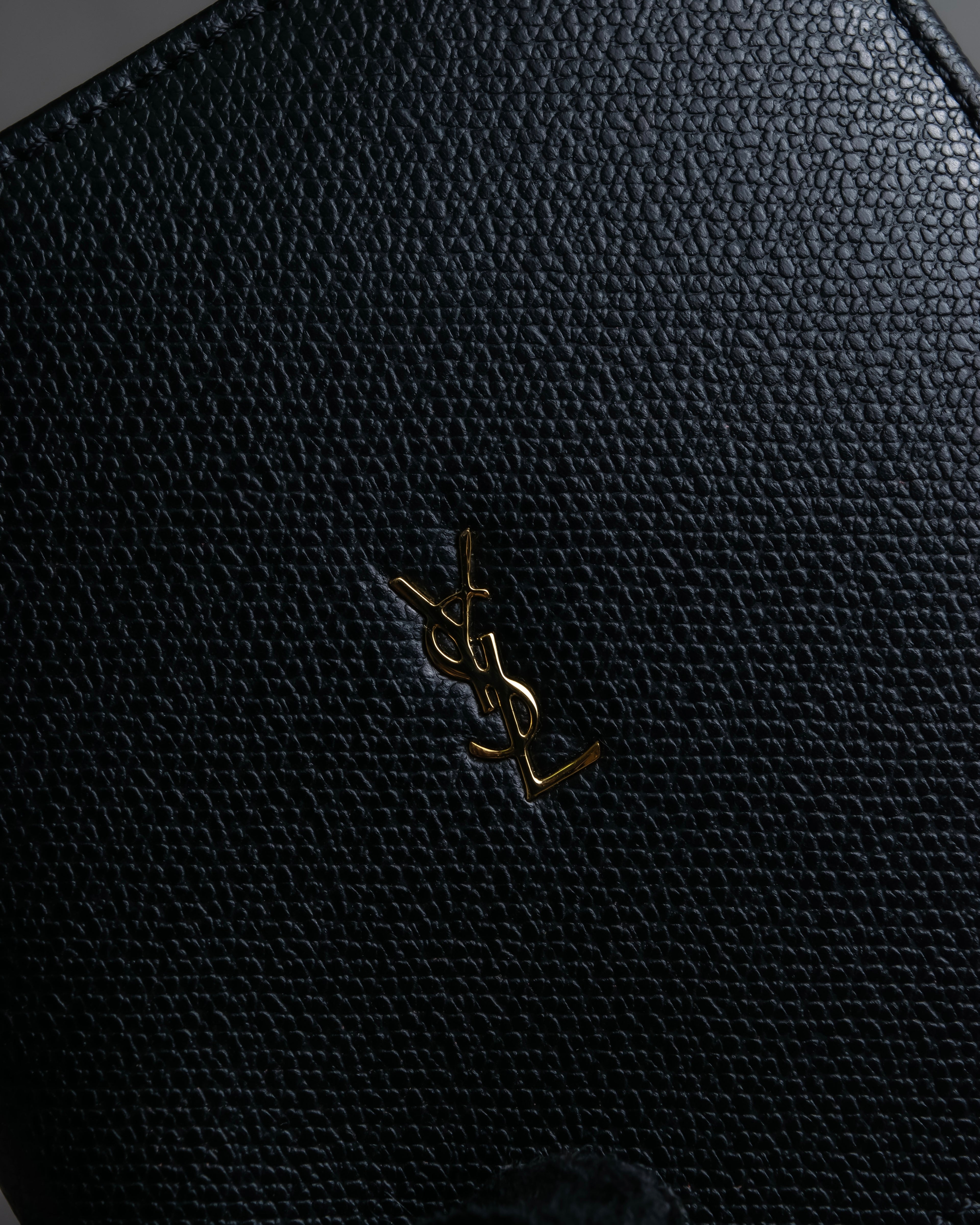 "YVES SAINT LAURENT" Cassandra logo engraved leather bi-fold wallet