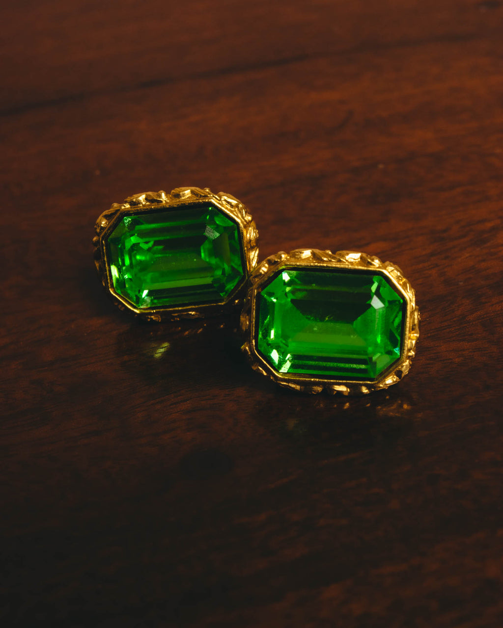"Yves Saint Laurent" 80's-90's Emerald green clip-on earrings