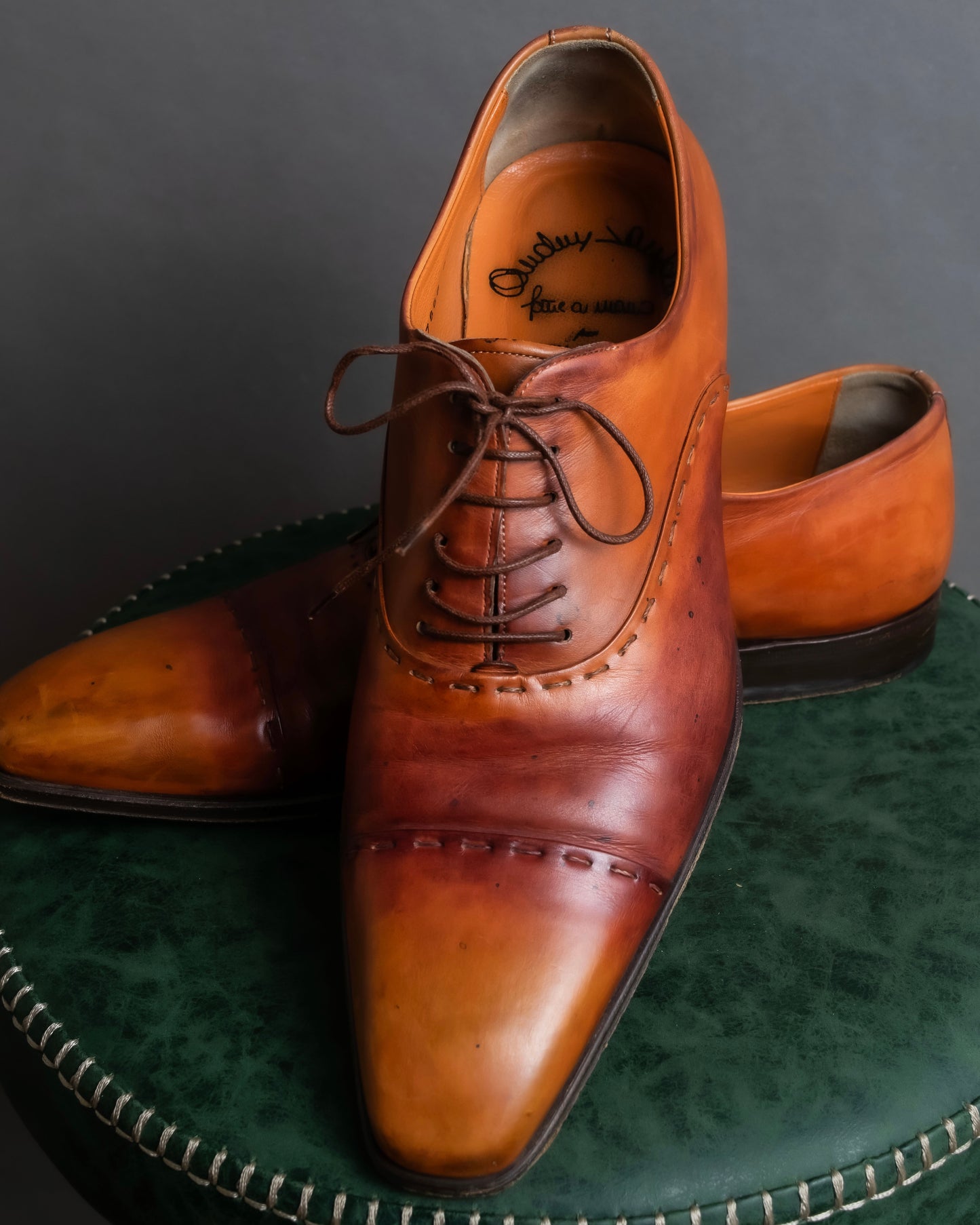 "Santoni" Gradient color leather derby shoes"