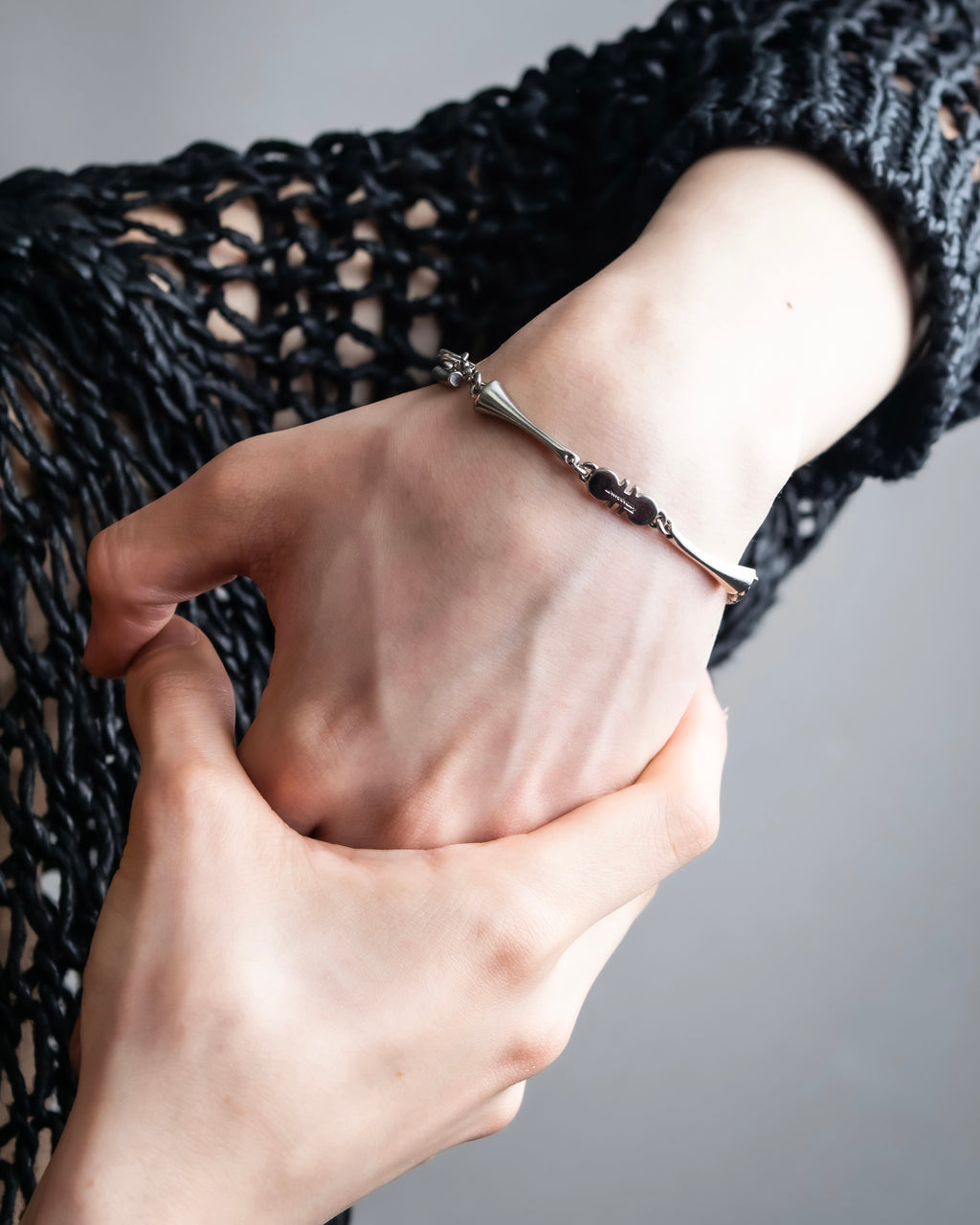 "Salvatore Ferragamo" silver gangini logo chain bracelet