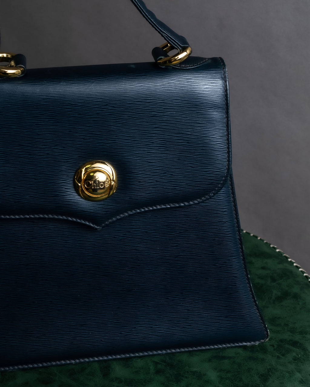 "Chloe" Trapezoid design embossed leather hand bag