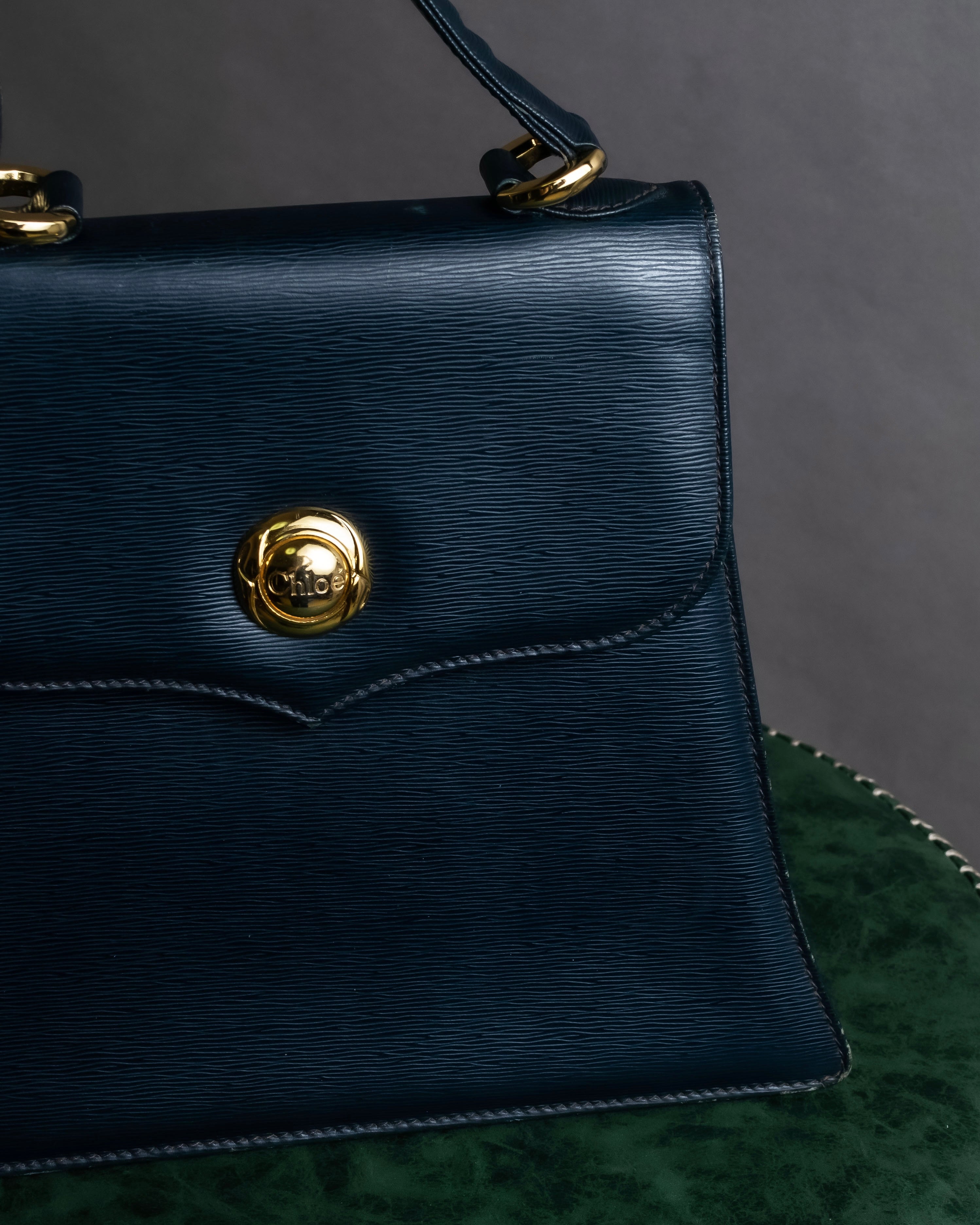 "Chloe" Trapezoid design embossed leather hand bag