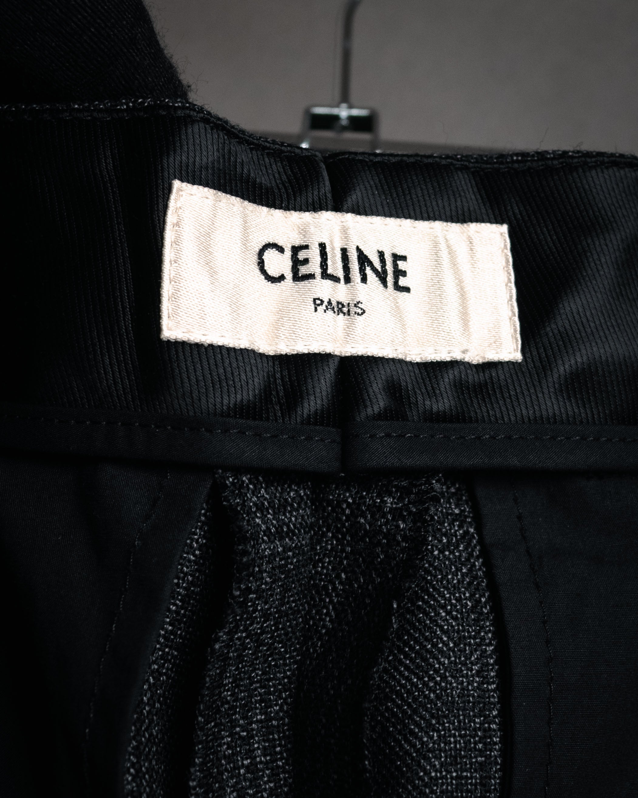 “CELINE” Post-2018 Glen check wool tailored trousers