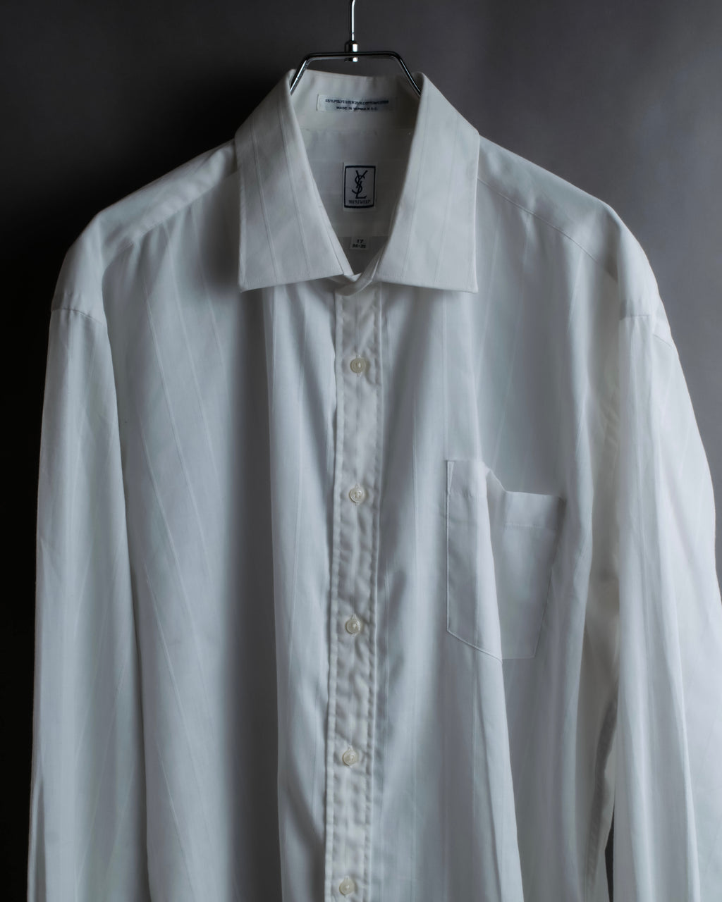 "YVES SAINT LAURENT" 1980's striped weave white shirt