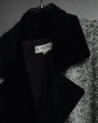 –SPECIAL– "CELINE" 70’s-80’s Classic tweed velvet-collar long coat