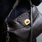 "Sergio Rossi" Stud design horizontal leather 2way shoulder bag