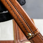 "COACH" Logo stitch design trapezoid bicolor leather bag