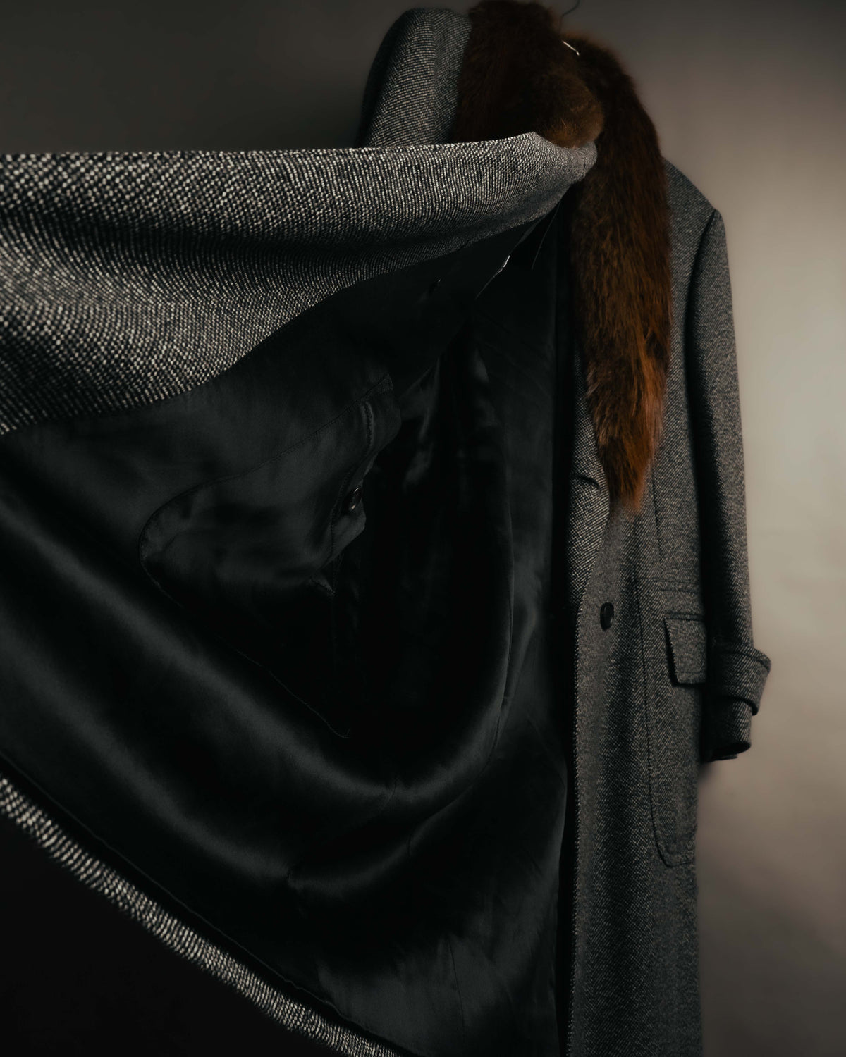 -SPECIAL- "GUCCI" 00's-10's Luxurious beaver fur-collar wool overcoat