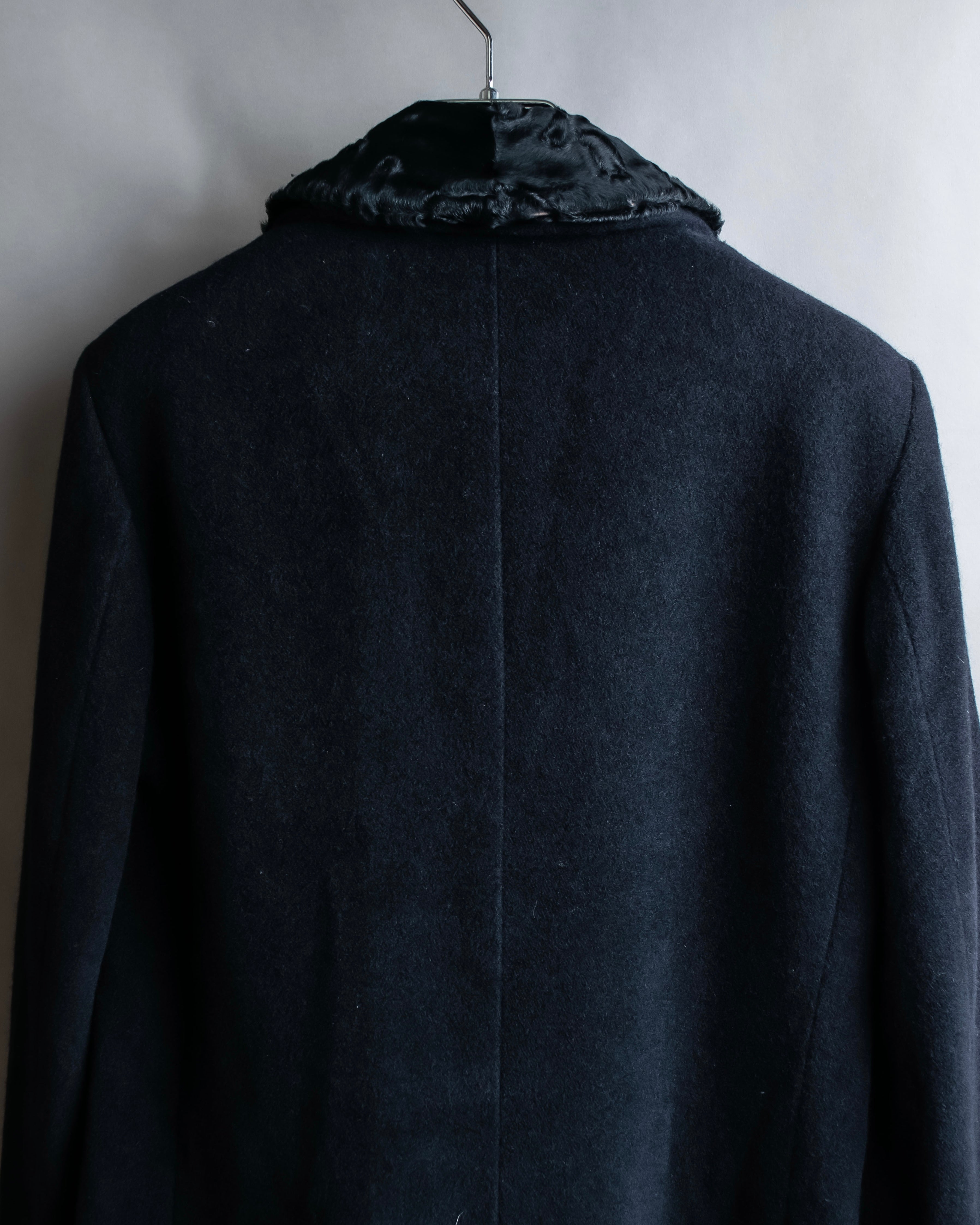 "Max Mara"
 Swakara fer collar oversized wrap style chester coat