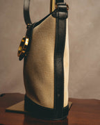 "Tiffany & Co." Vintage two tone canvas and leather shoulder bag