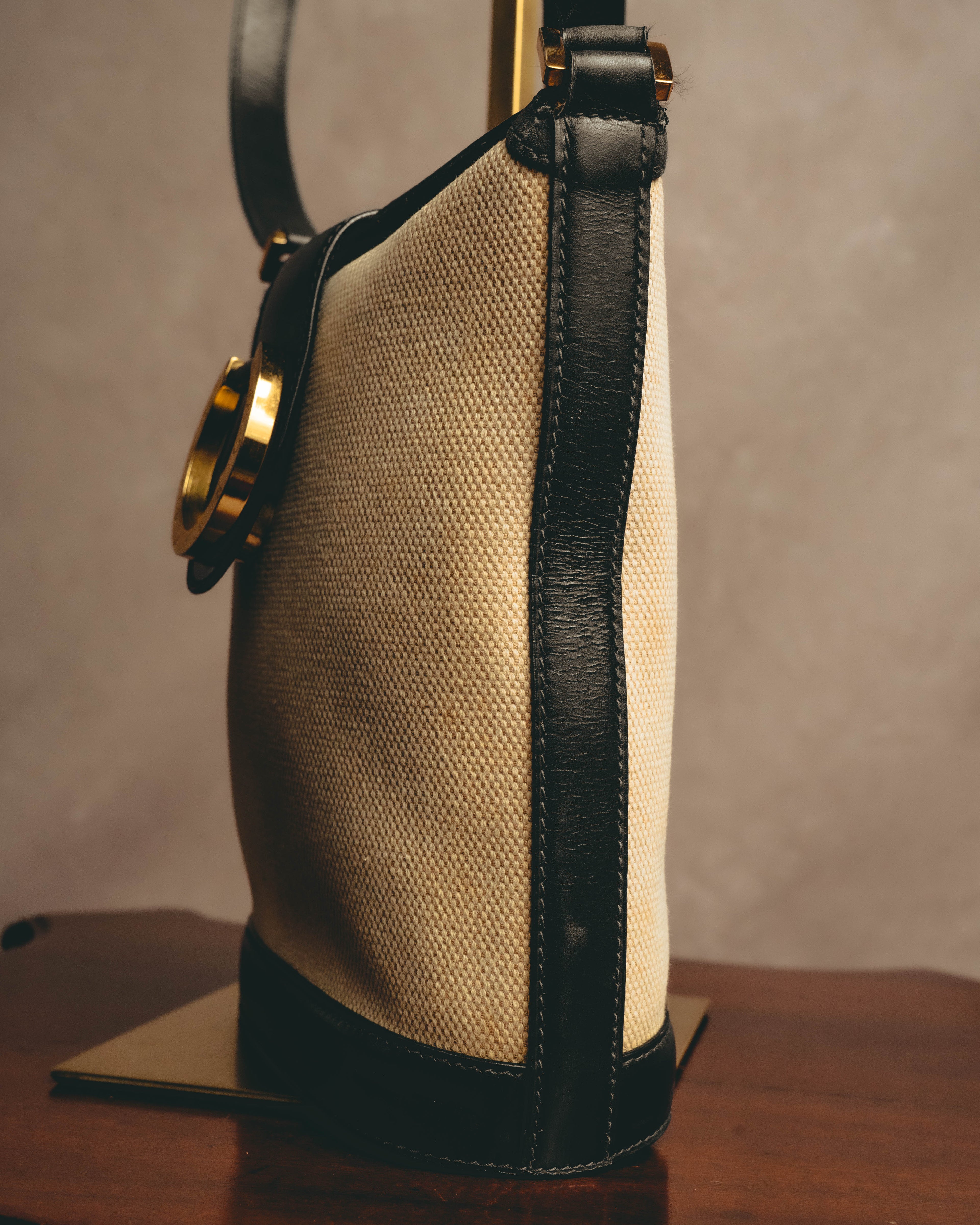 "Tiffany & Co." Vintage two tone canvas and leather shoulder bag