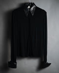 –SPECIAL– "HERMES" 00’s Leather-trimmed viscose evening shirt