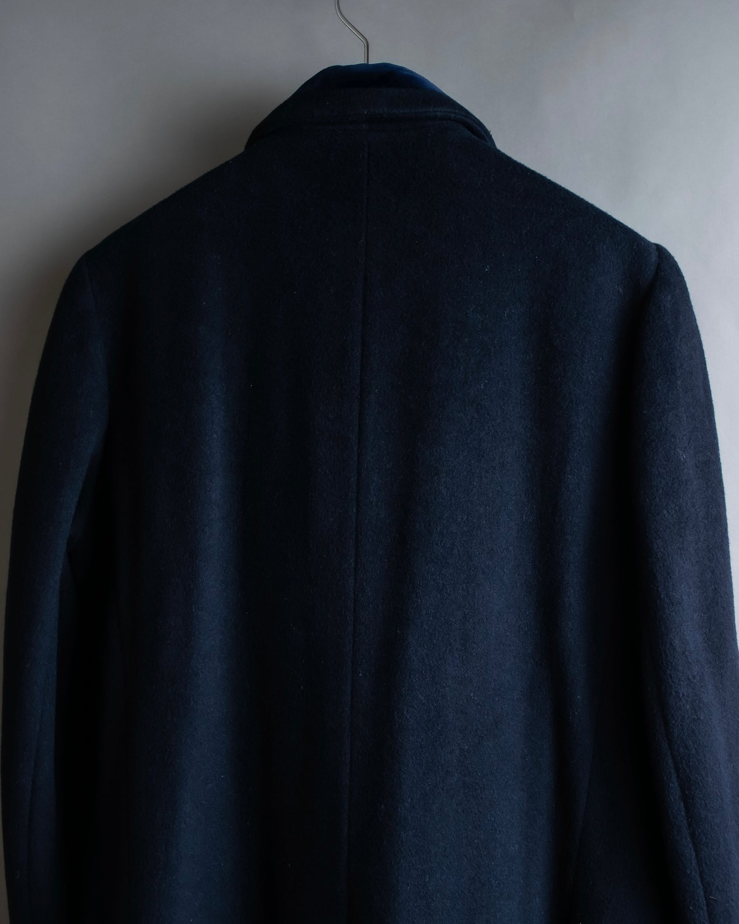 "Vintage double breasted velour trimmed chester coat"