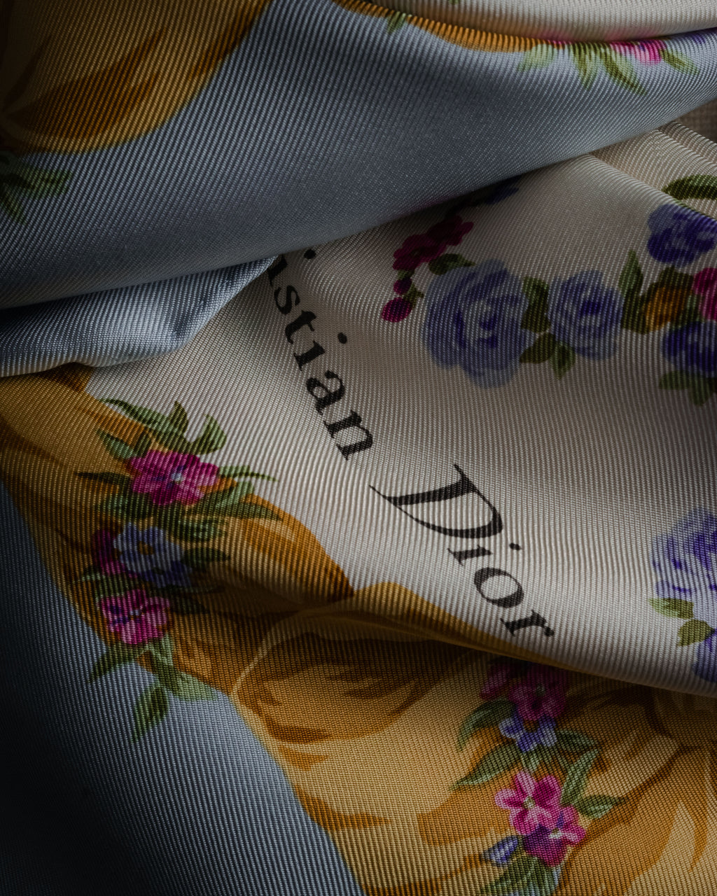“Christian Dior” 90’s Floral logo silk scarf
