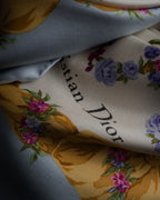 “Christian Dior” 90’s Floral logo silk scarf