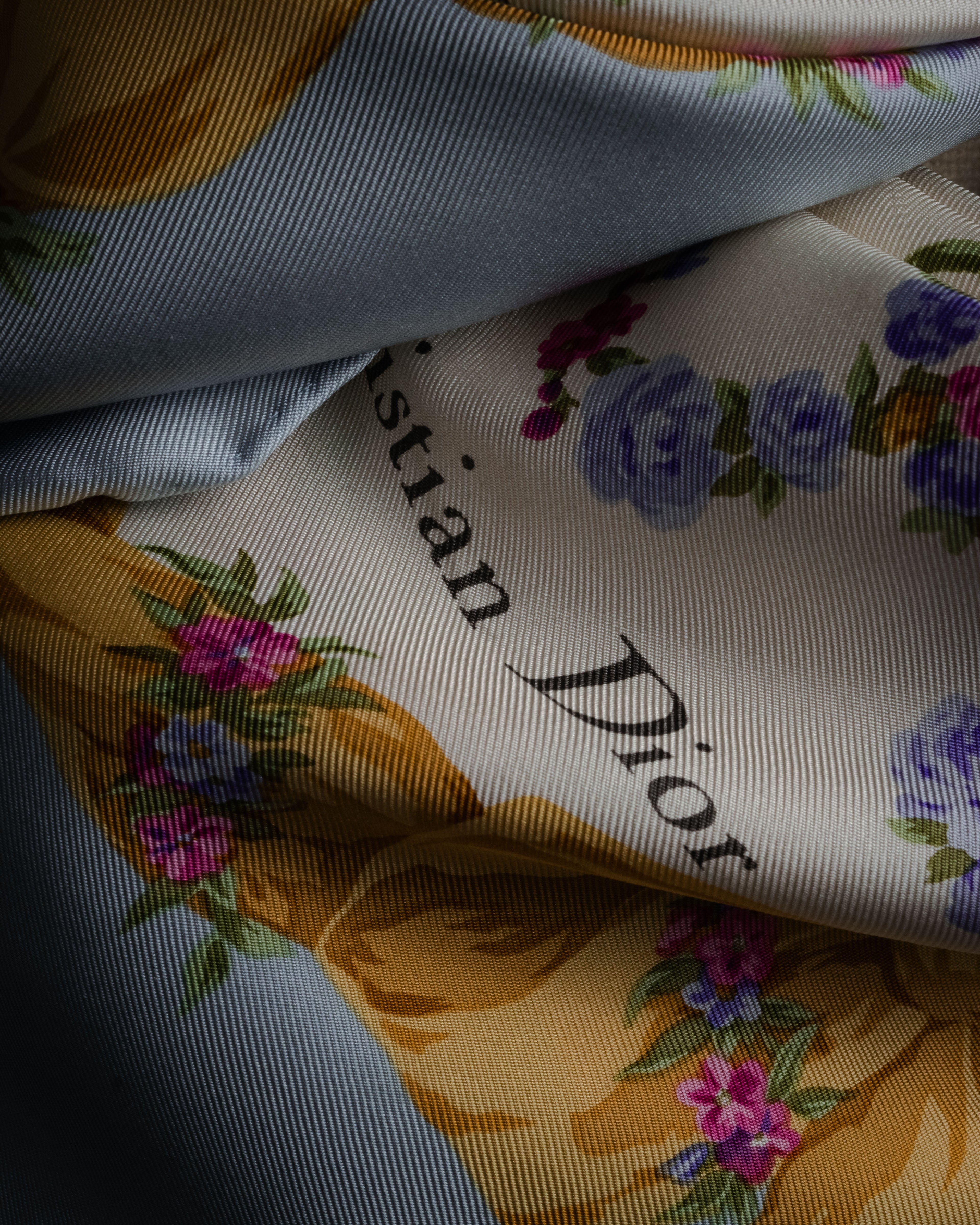 “Christian Dior” 90’s Floral logo silk scarf
