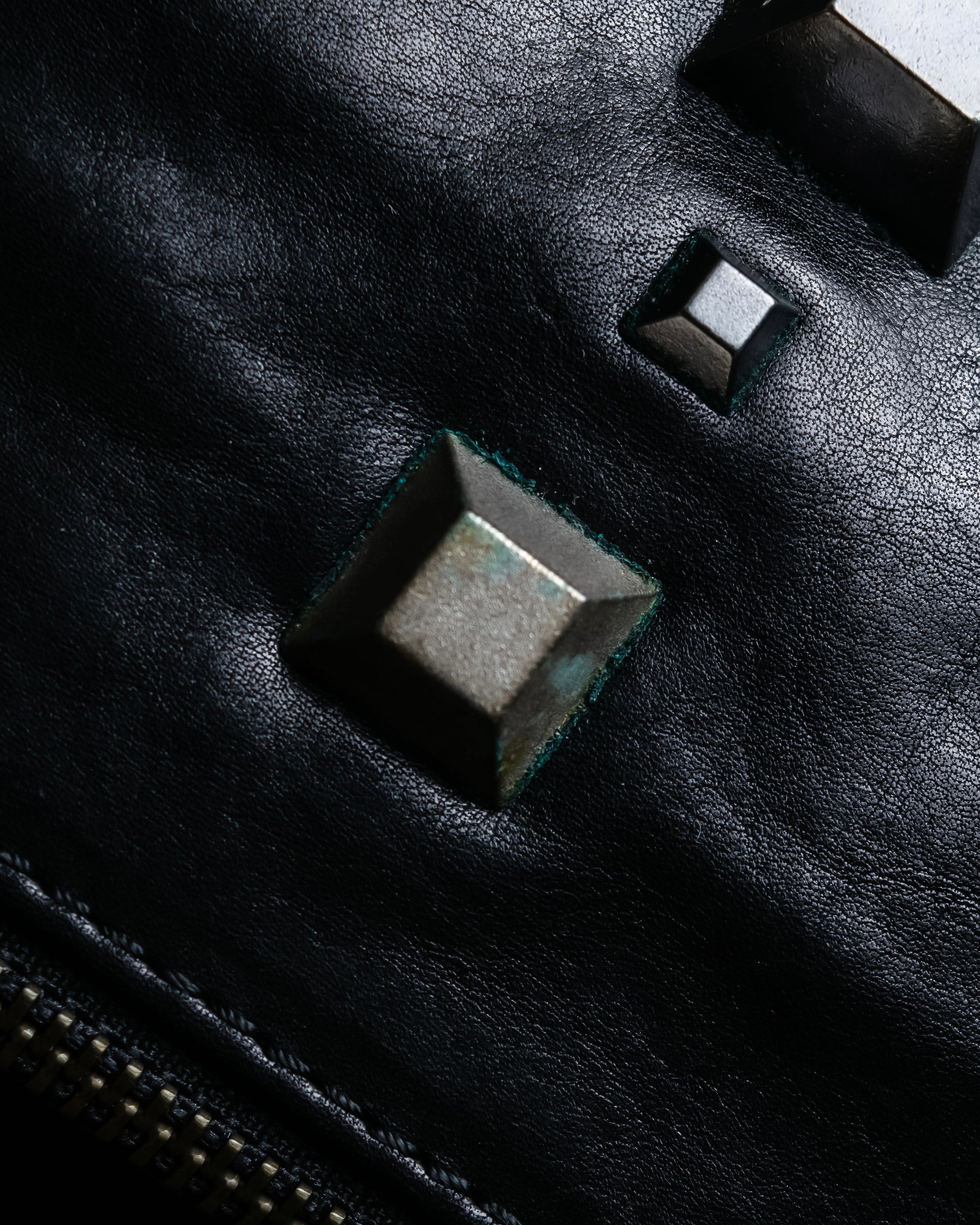 "DIESEL" Silver stud design leather one shoulder bag