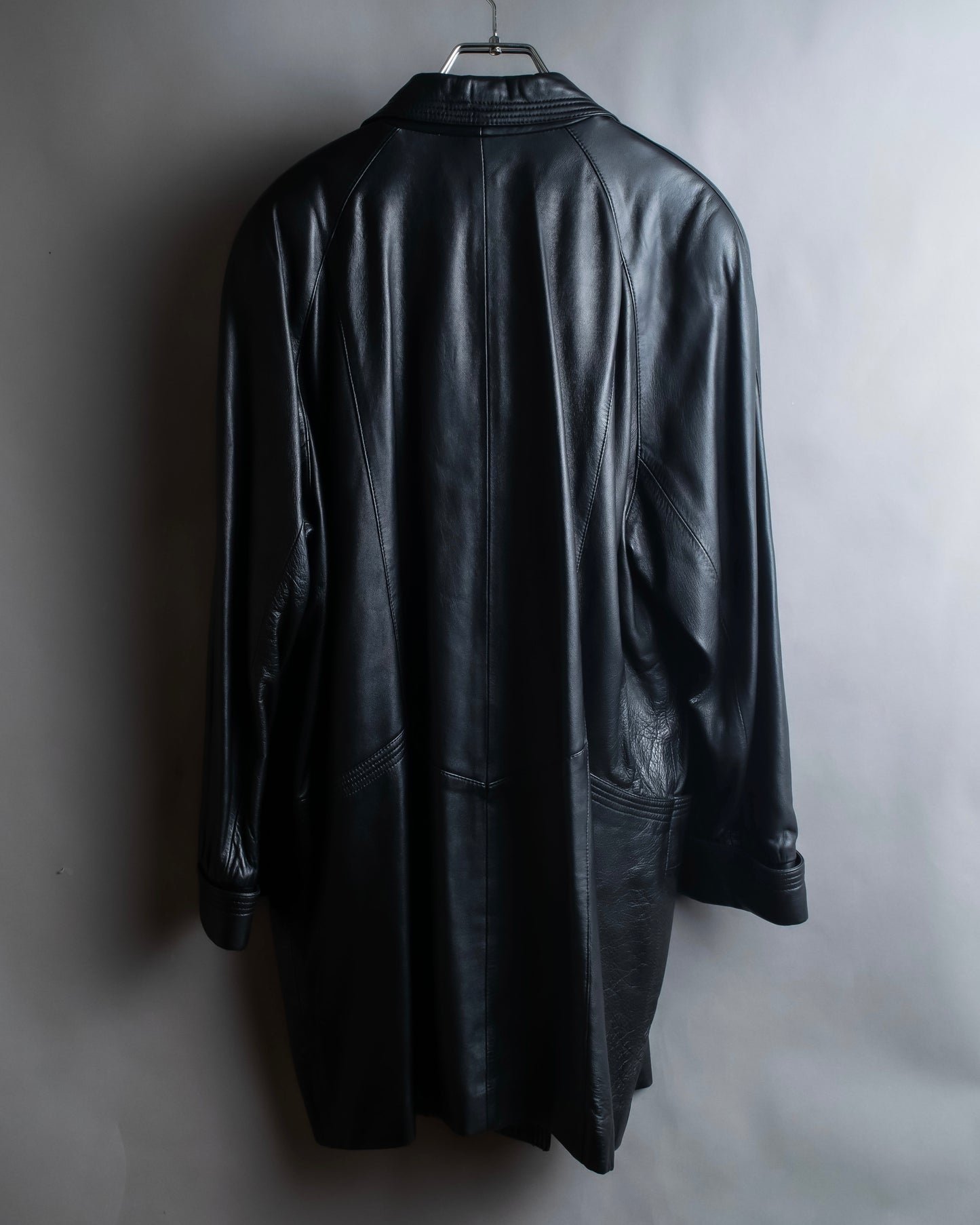 "PIERRE BALMAIN" Oversized double-breasted lamb leather tailored jacket