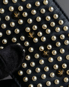 "Dior" Pearl＆gold stud design leather brace
