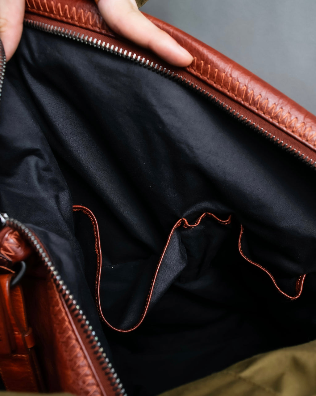 "MAISON MARGIELA" Genuine leather 2way brown color sailor bag