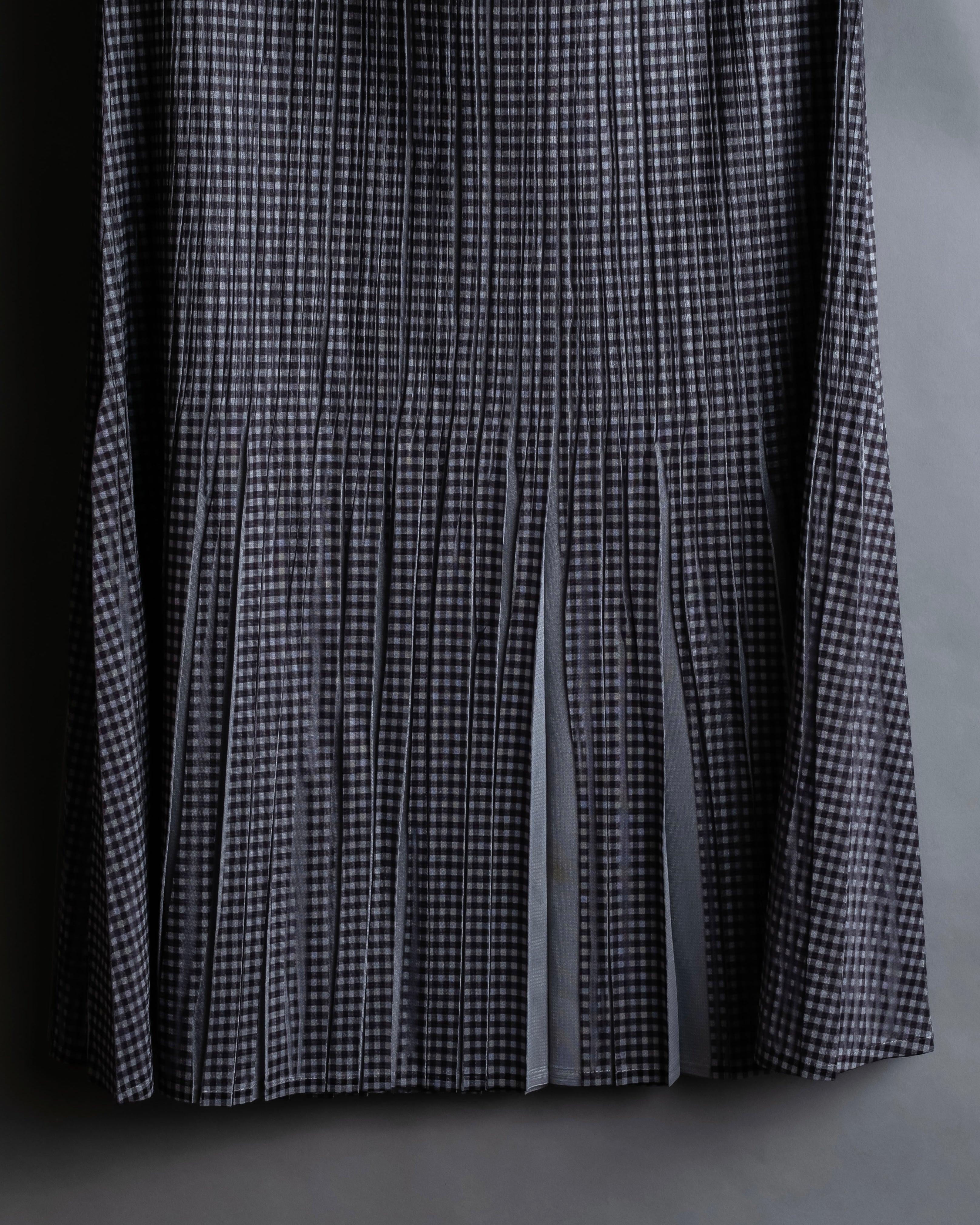 "PLEATS PLEASE ISSEY MIYAKE"
Gingham check sheer combination pleated skirt