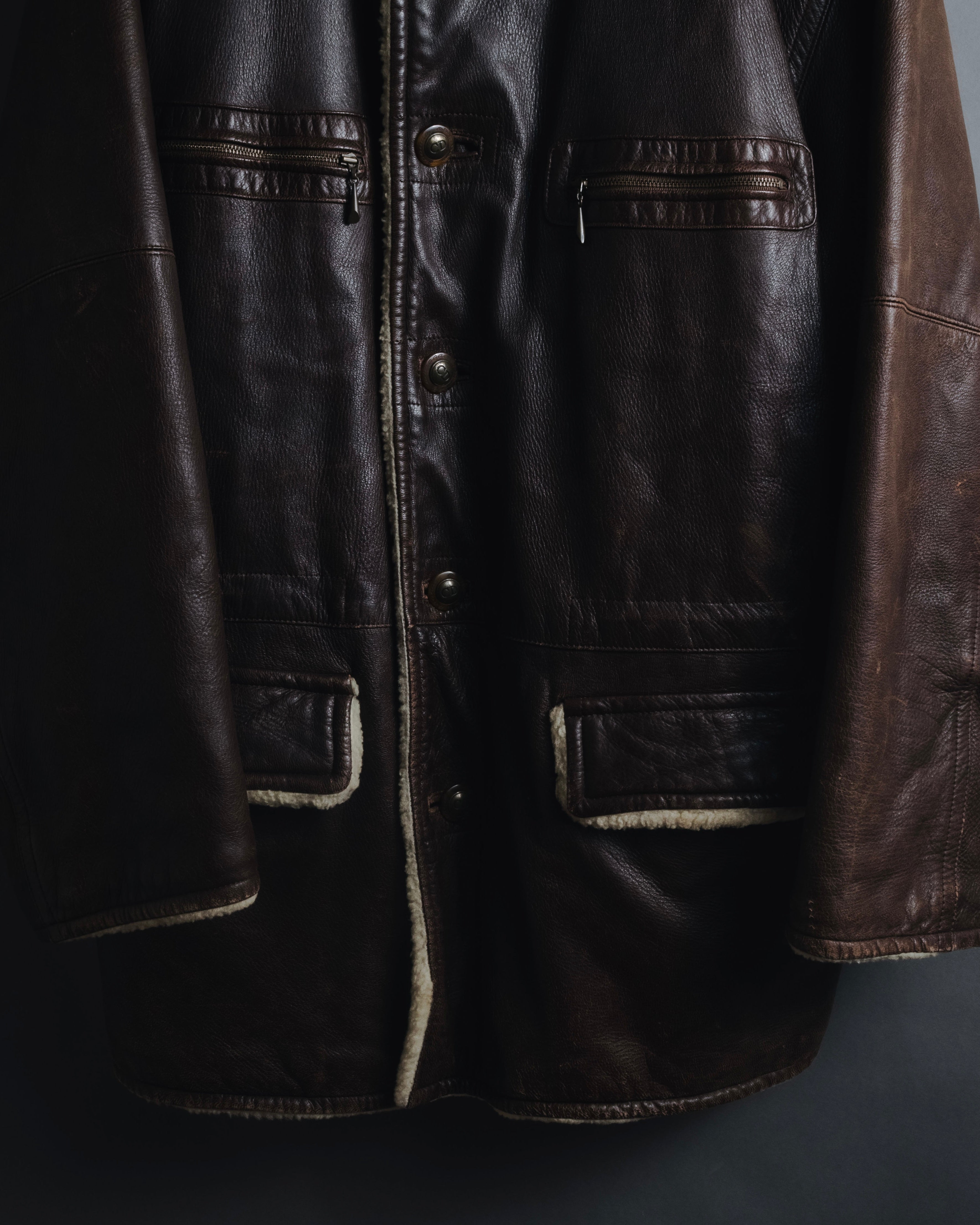 "Christian Dior" 80’s-90’s deerskin shearling collar leather jacket