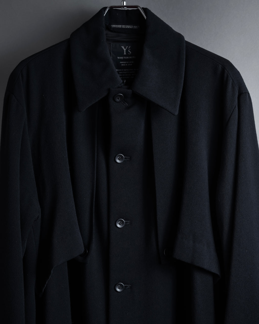 -SPECIAL- "Y's" 15AW Cape design panel oversized stand collar coat