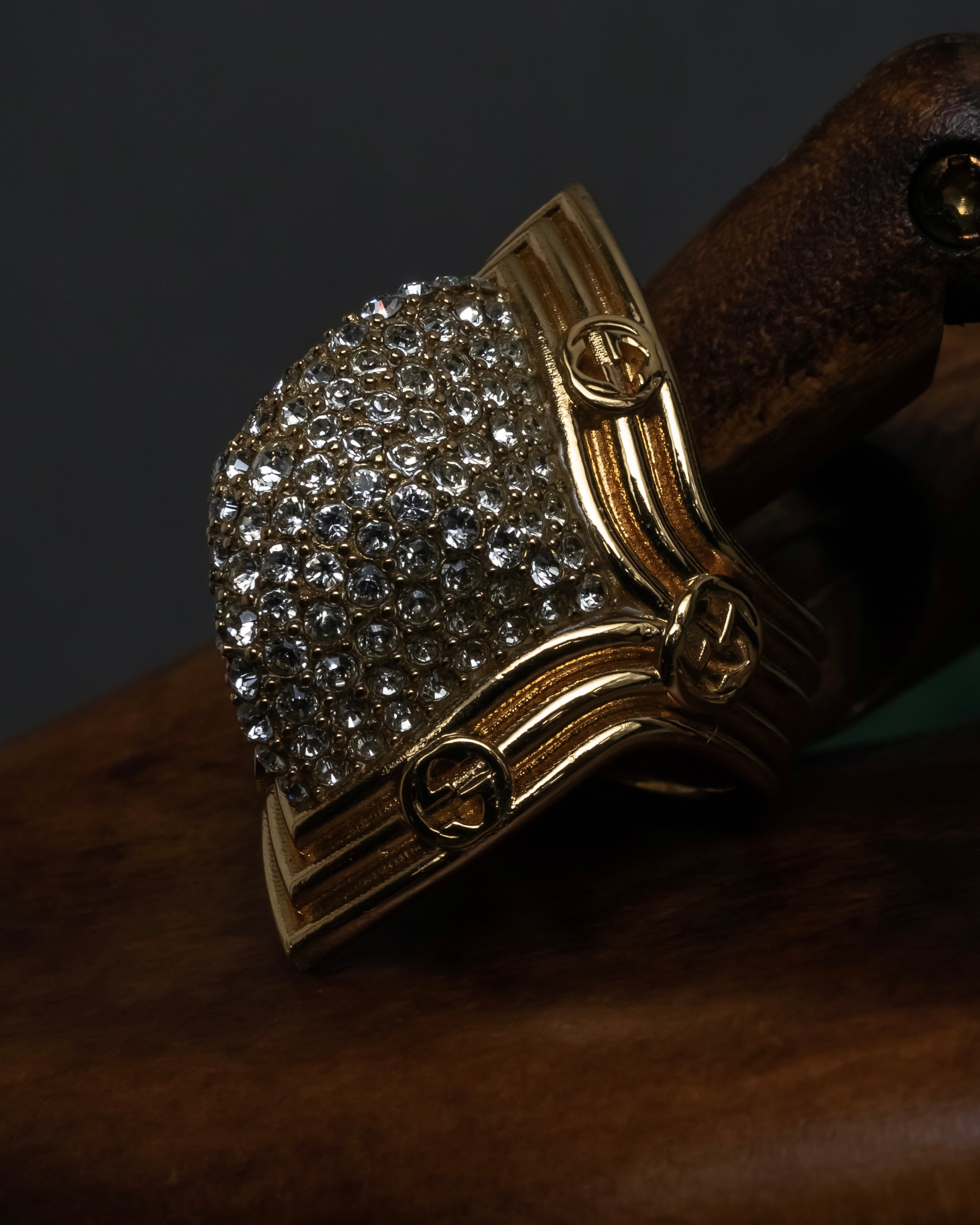 "GUCCI" Interlocking G rhinestone design dome-shaped ring