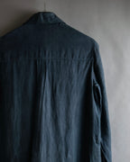 "HERMES" 90's Military detail linen long shirt dress