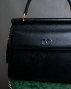 "VALENTINO" Garavani gold metal design leather hand bag