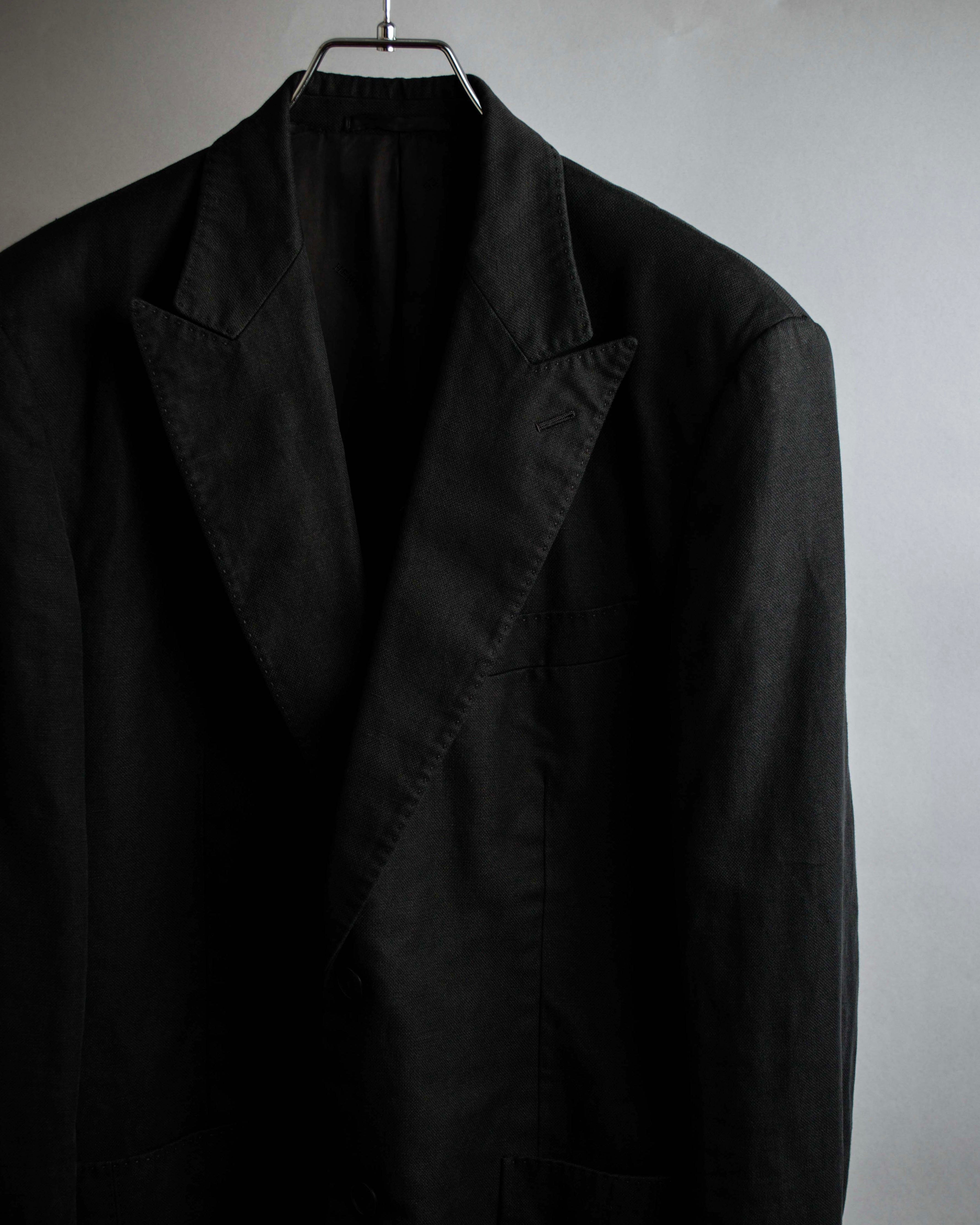 "HERMES" 90's Elegantly relaxed cotton linen tailored jacket