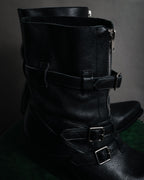 “CELINE” 19-23 Multi buckle zip biker boots