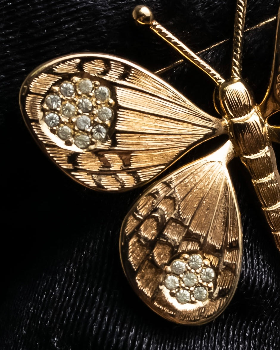 "Christian Dior" Butterfly motif gold brooch