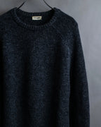 "Saint Laurent" Long-haired wool charcoal tone knit pullover
