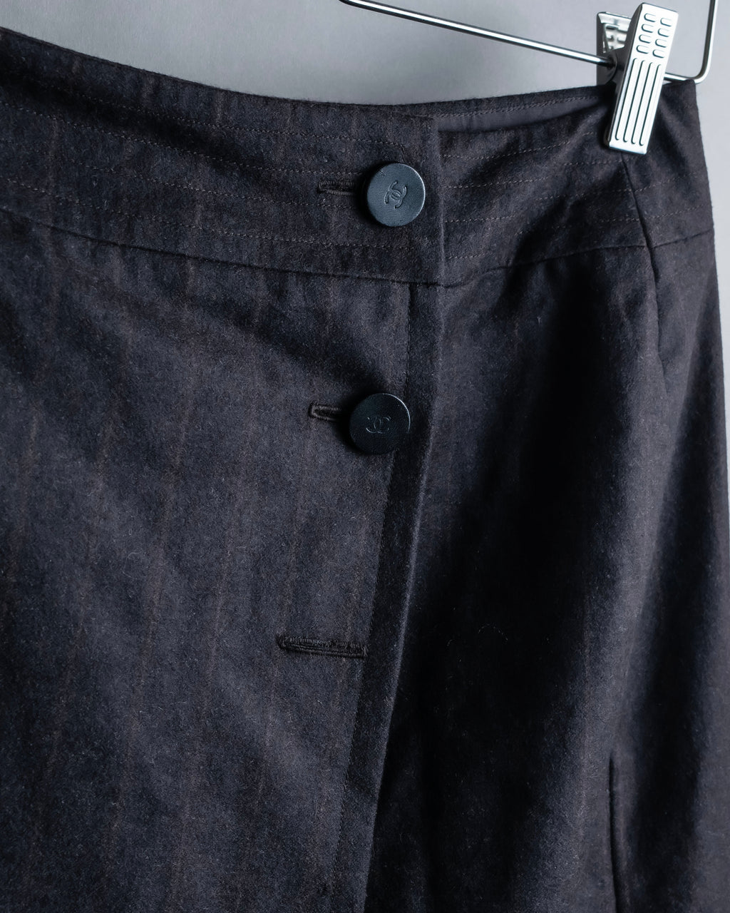 "CHANEL" Shadow stripe midi wrap skirt