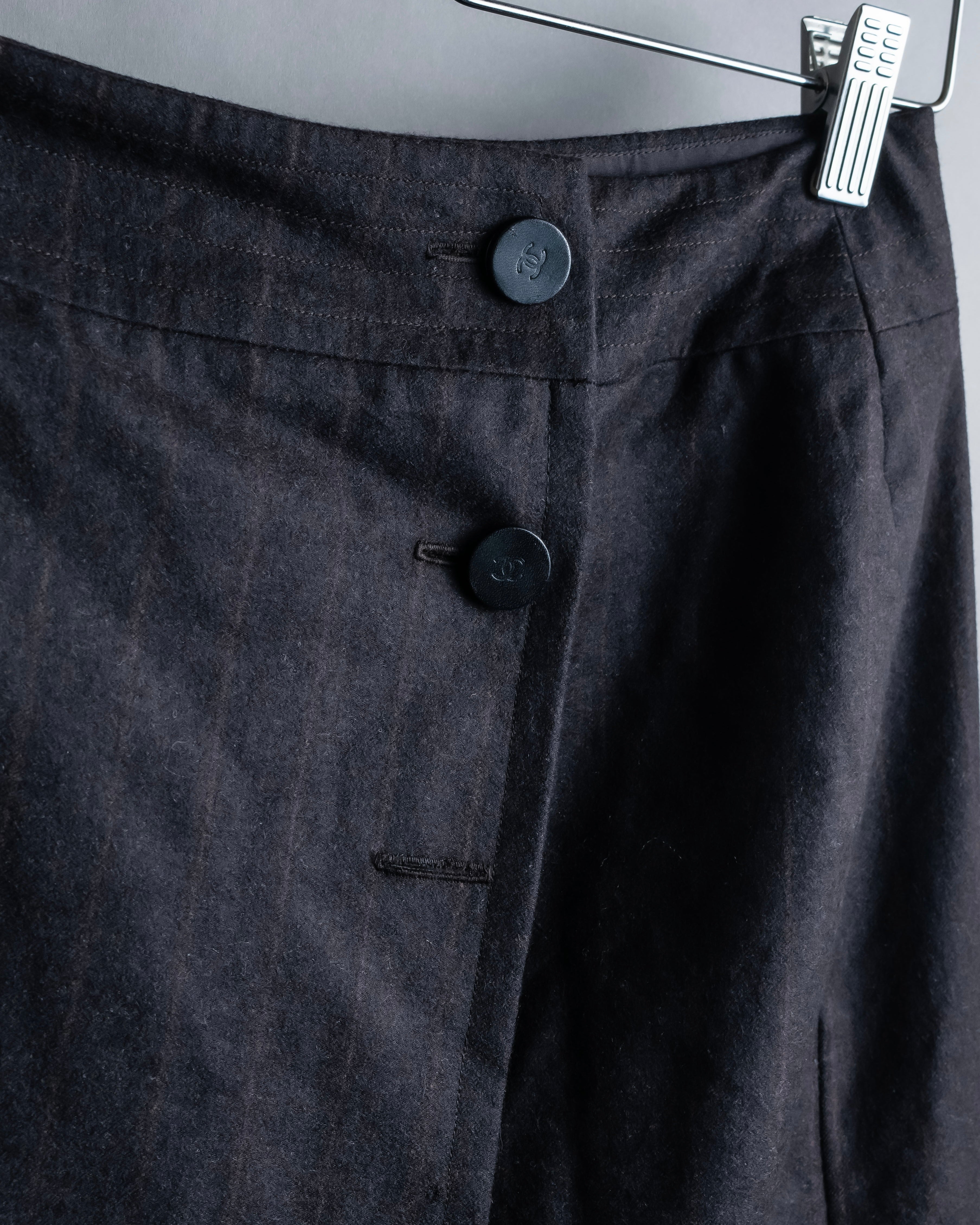 "CHANEL" Shadow stripe midi wrap skirt