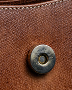 "Salvatore Ferragamo" Gold metal parts brown leather shoulder bag