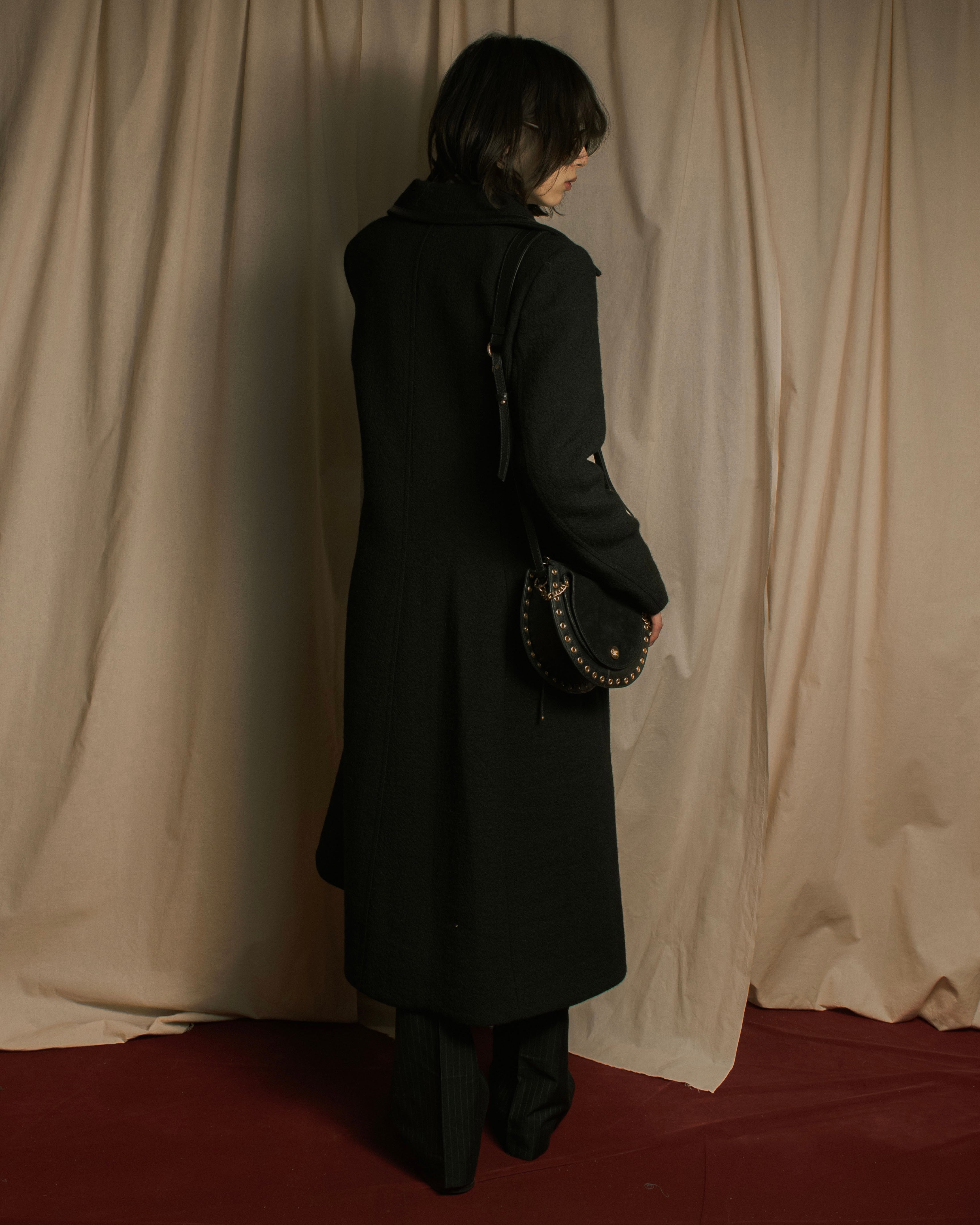 –SPECIALS– "LOEWE" 2017-2018 Minimal a-line calfskin piping coat