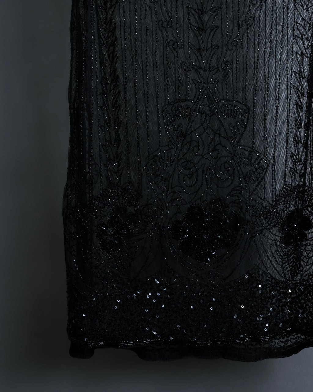 "RRL Ralph Lauren" Sequined beaded plant motif tulle sleeveless dress