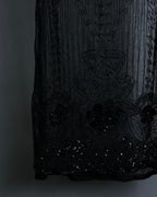 "RRL Ralph Lauren" Sequined beaded plant motif tulle sleeveless dress