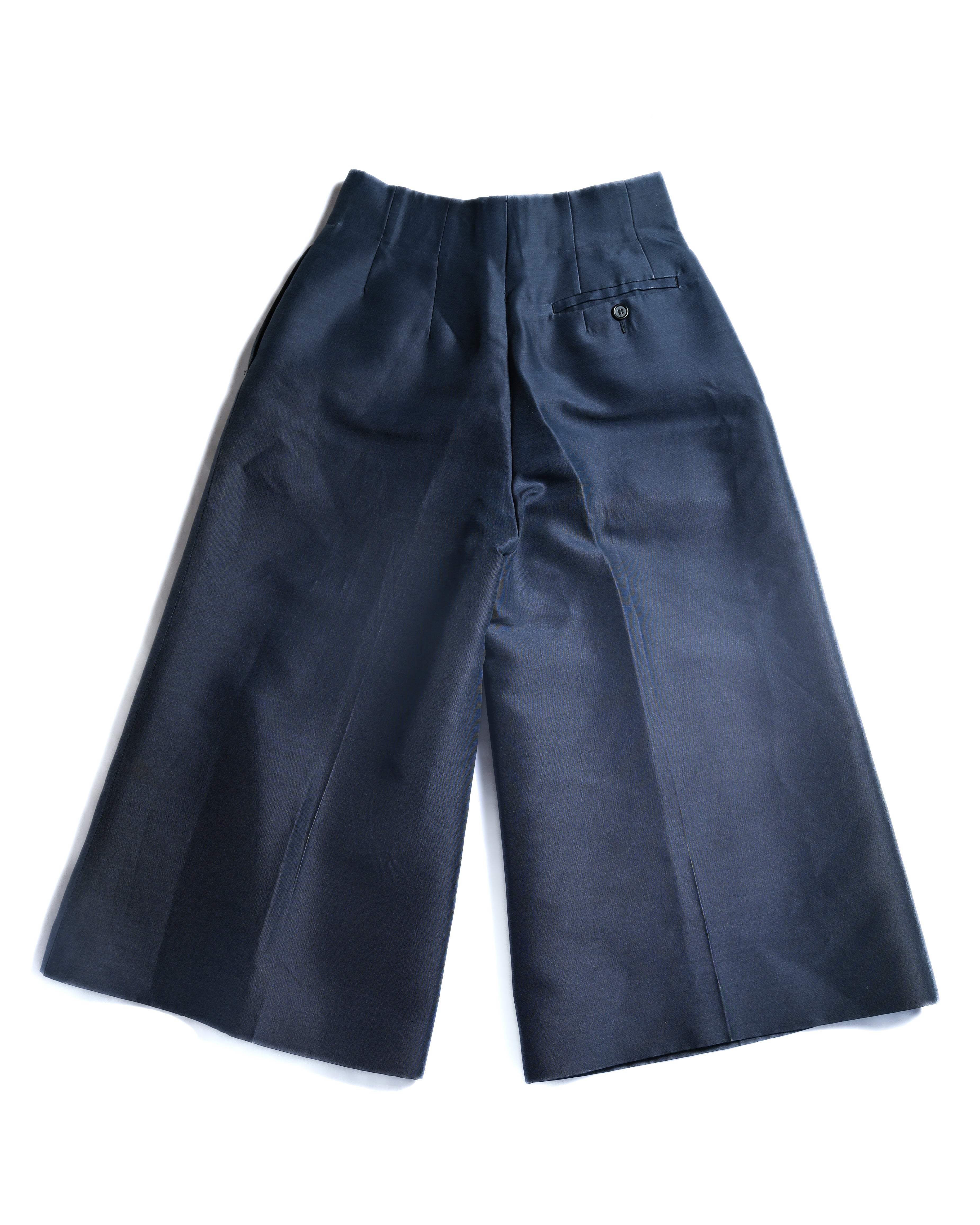 CÉLINE by Phoebe Philo/ Silk Blended Tuck Culottes Pants Navy